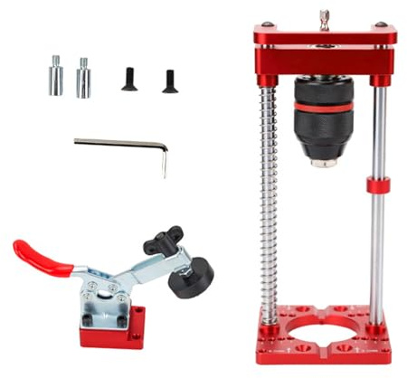 Hand Drill Stand & 35mm Hinge Hole Locator | Aluminum Alloy Woodworking Jig for Accurate Drilling/Cabinet Hinge Installation | Adjustable Depth Control & U - Shape Slot