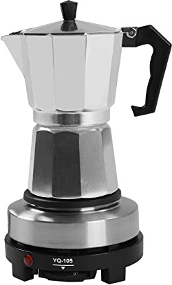 Caffettiera espresso in alluminio, con piastra riscaldante elettrica, macchina da caffè espresso, piccola temperatura regolabile, adatta per fornelli a gas elettrici in vetro ceramica (6, tazze)