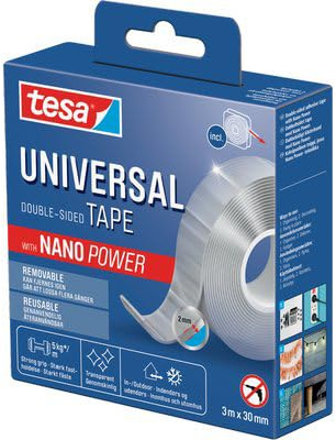 2PZ NASTRO BIADESIVO REMOVIBILE UNIVERSALE 55810 TESA TRASPARENTE MM 30 ML 3