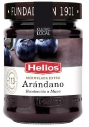 Spanish Extra Blueberry Jam - Pack of 3 x 340g Glass Jars - Made with Whole Mediterranean Blueberries - High Fruit Content