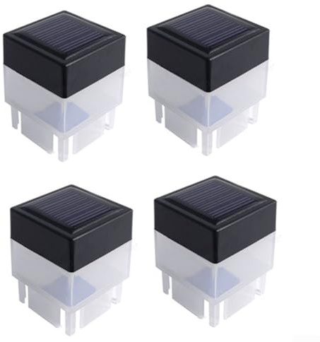 ZAMETTER 4 Stück Solar-LED-Säulenleuchten für Garten, Zaun, Deck, Pfostenkappe, wasserdicht, für den Außenbereich, Wege, Treppenhaus, Terrassenbeleuchtung, warm oder weiß, 7 x 7 x 5 cm, ABS, modernes