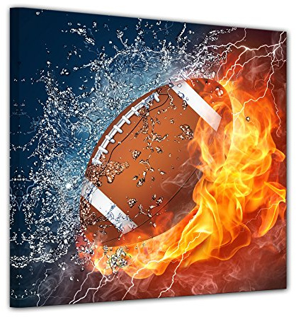 Bilderdepot24 Bild auf Leinwand | Football - Feuer und Eis in 40x40 cm als Wandbild | Wand-deko Dekoration Wohnung modern Bilder | 200916