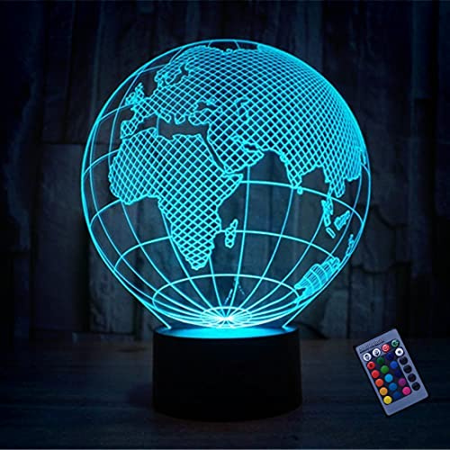 Kreative 3D Erde Kugel Nacht Licht 16 Farben Andern Sich Fernbedienung USB-Strom Touch Schalter Dekor Lampe Optische Täuschung Lampe LED Lampe Tisch Kinder Brithday Weihnachten Geschenke