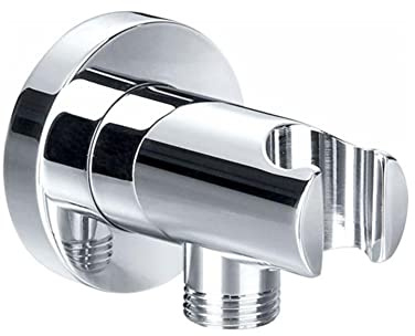 ENKI O02 Round Hand Shower Kit, Chrome, Bracket | Solid Brass, Easy Install, Fittings Included, 1-Year Guarantee, Adjustable, Wall Bracket, Replacement, Bathroom