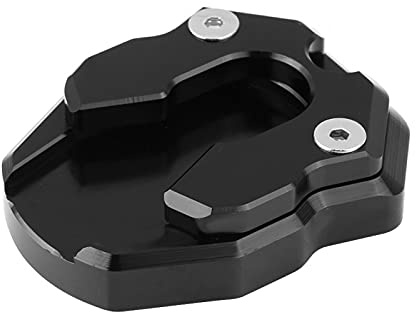 Motorrad Kickstand Pad, Motorradumbau CNC Aluminiumlegierung Kickstand Pad Seite Verstellbarer Fuß Anti Rutsch Seitenhalterung Verlängerungspad Platte (Schwarz)