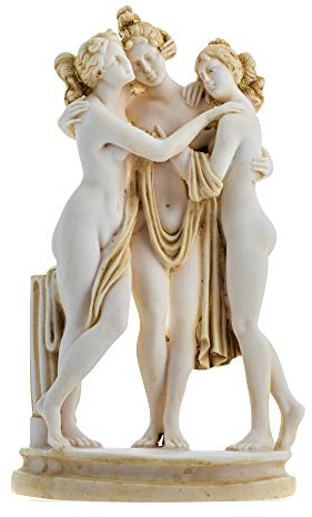 BeautifulGrekStatyer 3 Graces Goddesses Canova statyett staty guldton 25 cm