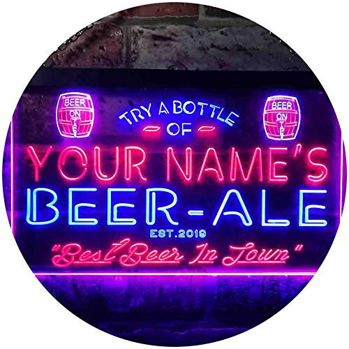 ADVPRO Personalized Your Name Est Year Theme Bar Beer Ale Pub Deco Dual Color LED Barlicht Neonlicht Lichtwerbung Neon Sign Blau & Rot 300 x 210mm st6s32-pn1-tm-br