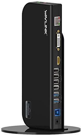 WAVLINK Station d'accueil USB 3.0 Dual Display avec HDMI et DVI/VGA avec Gigabit Ethernet, 6 Ports USB, Audio pour Ordinateur Portable, Ultrabook et PC, Bureau à Domicile Plus Efficace