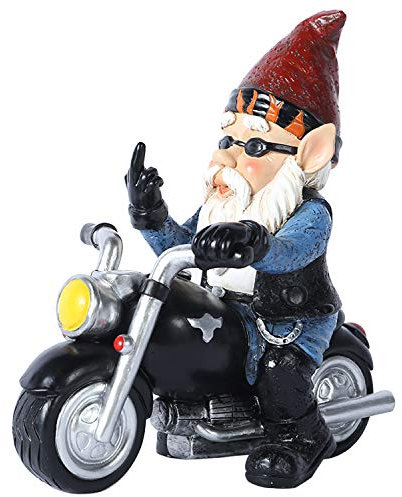 JHWKJS Garden Gnome Riding Motorcycle Funny Outdoor Gnome Decoration Indoor Outdoor Lawn Figurines for Home Yard Décor, Small