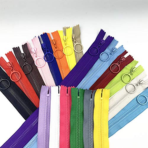 WKXFJJWZC Lot de 20 fermetures éclair en résine plastique avec anneau de traction - 50 cm - Pour bricolage, sac, couture, travaux manuels - 50 cm