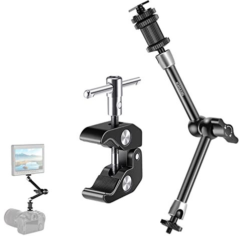 NEEWER ST20 Super Clamp & 11 Adjustable Friction Articulating Arm Compatible with SmallRig Camera Cage/Rig, More Extension for Monitor/LED Light/Webcam, Max Load 2kg