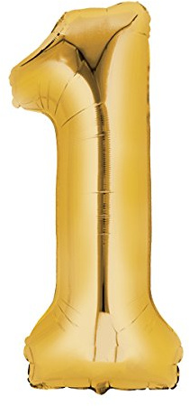 Weser 60cm gold Folienballon Zahl 1
