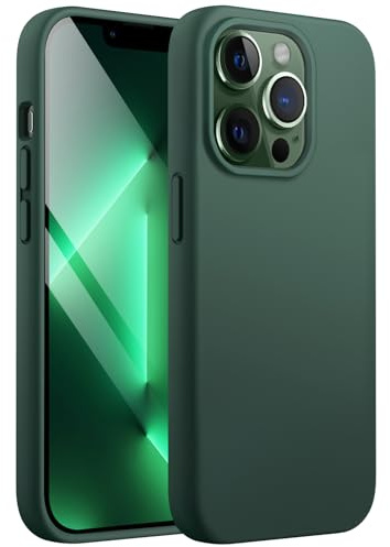 JETech Silikon Hülle für iPhone 13 Pro Max, Nachtgrün | Seidig Weiches Gefühl, Stoßschutz, Kratzfest, Mikrofaser-Innenfutter