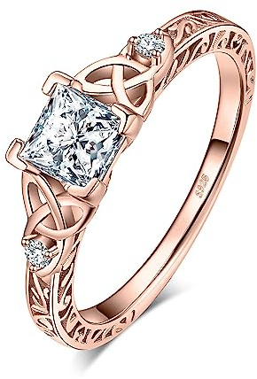JewelryPalace Keltischer Vintage Zirkonia Verlobungsring Promise Ring Silber 925 Damen, Silberringe Trauring Damenring Hochzeitsringe Antragsring Entouragering Ring Frauen, Damen Schmuck Rosegold Gold