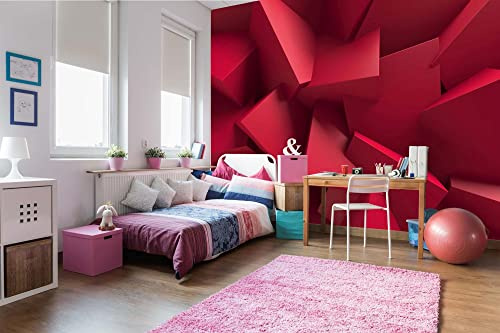 Vlies Fototapete ROTE CHAOTISCHE WÜRFELSTRUKTUR 375 x 250 cm (inkl. Kleister) - Vlies Tapete, Wandtapete, Wandbilder - Tapete für Wohnzimmer Schlafzimmer, Büro, Küche - Montagefertig