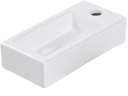 Lordear Small Bathroom Sink Wall Mounted Bathrrom Corner Sink 15x 7 Floating Hand Wash Basin Wall Hung Right Hand White Ceramic Sink for Cloakroom Toilet Room Bathroom