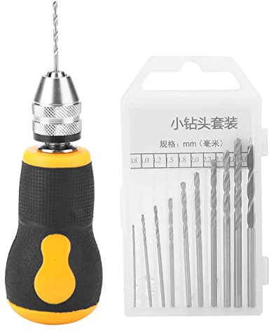 Handbohrer, Mini Bohrer DIY Bohrmaschine mit 10 kleine Bohrer 0,8-3,0mm Kastanienbohrer Handbohrmaschine für Gießharz Bohren Modellbau Bastelarbeiten Resin Schmuckherstellung