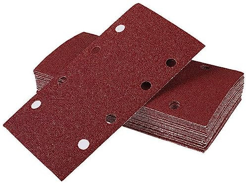 NICKLIN 40pcs Papier de Verre pour Ponceuse Vibrante - Papier Abrasif Poncage 93x185 mm 8 Trous Grain 40 60 80 120 240 pour Bois Ponceuse Orbitales Multifonction