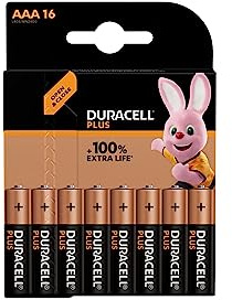 16 pilas Duracell AAA Plus (1 blíster de 16 pilas) 16 pilas mini lápiz (LR03/MN2400)
