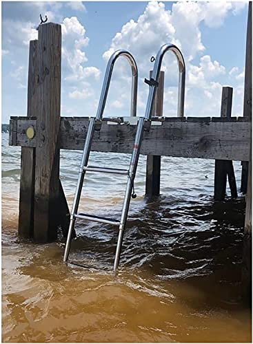 QIANMEI Klappbar Boot Poolleiter Zusammenklappbare 4-Stufen-Schwerlast-Ponton-Bootsleiter, Teleskopleiter for Marineyachten for Dock/Schwimmbad/Außenbordleiter, Belastung 150 Kg/330 Lbs