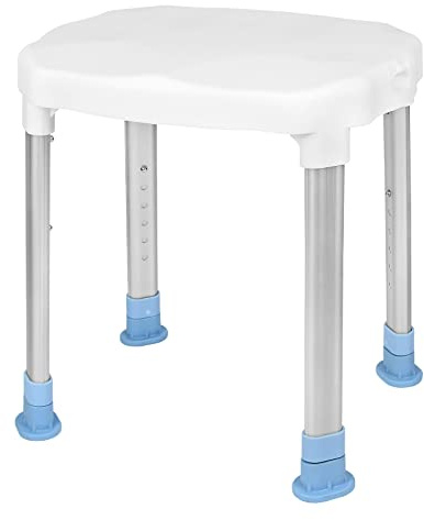 TRMLBE Duschhocker Duschstuhl Badhocker 6 Höhenverstellbar 41-53,5 cm Anti-Rutsch aus Aluminium Duschsitz Badewannensitz Duschhilfe für Senioren Behinderten, bis 150 kg