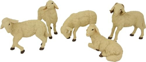 FADEDA 5X Schafe/Höhe:22 cm/handbemalt/detailgetreue Krippen Figuren - Weihnachten Tisch Dekoration Krippe Zubehör