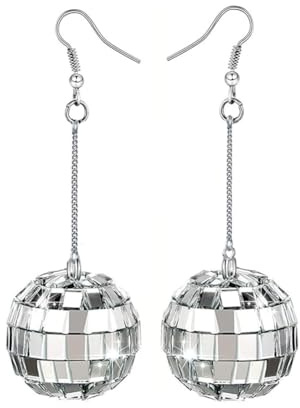 Clataly Disco Ball Ohrringe Spiegel Ball Ohrringe 60er Jahre 70er Jahre Ohrringe Tanz Party Kostüm Zubehör für Frauen Mädchen