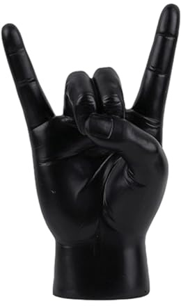 Gralara Stein Handzeichen Skulptur Künstlerische Finger Deko für Zuhause, Schwarz rechts