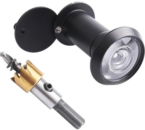 Tahikem Door Viewer Peephole, Door Viewers with 0.63inch/16mm Drill Bit Kit, Fits 1-3/8 to 2-1/4 Front Door, 200 Degree Wide Angle Peep Eye Hole, Anti Peeping Reverse Privacy Covers - Matte Black