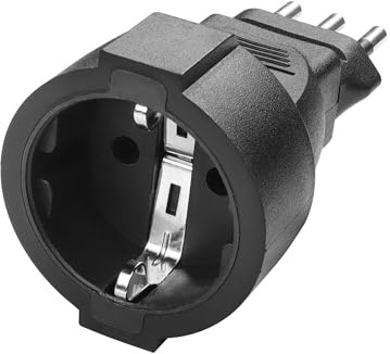 YACSEJAO Eu DE zu IT Travel Plug Adapter Typ-L Schuko Netzadapter auf Italien Chile Malediven Uruguay Syrien Steckdosenadapter, Schwarz