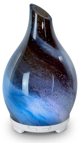 Essential Oil Diffuser 120ML Art-Glass Aromatherapy Oil Diffuser-Aroma Humidifier Glass Diffuser,7 Color Changing Light Waterless Auto-Off Ultra-Quiet for Sleeping Yoga Home Ofice and Gift