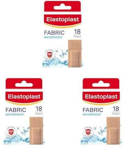 Elastoplast 18 Waterproof Fabric Plaster Strips, Large Pack of Breathable Plasters (Pack of 3)