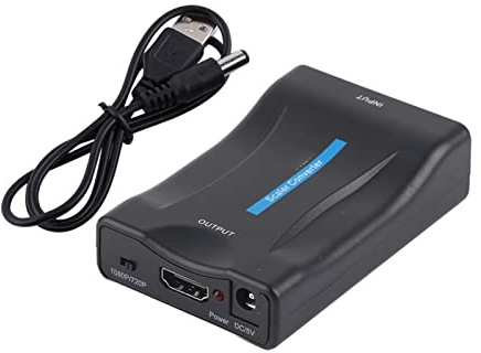 flexman Convertisseur Péritel vers HDMI, Adaptateur Convertisseur Audio Vidéo 720P 1080P avec Câble USB Prenant en Charge PAL NTSC3.58 NTSC4.43 SECAM PAL Entrée des Formats TV