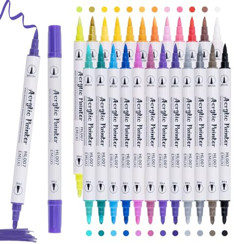 Carehabi Acrylstifte 24 Farben Acrylfarben stifte Wasserfeste Acrylic Paint Marker Stifte für Glas Holz Leinwand Keramik Weihnachten Basteln Ostern DIY Kunsthandwerk machen