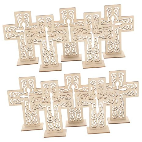 PLAFOPE 10stücke Holzkreuz Deko Teilig Naturholz Tischkreuze Für Bastelprojekte Dekorative Holzornamente Für Kirche Wohnung Und Fotografie Langlebig Und Kompakt Sichere Verwendung