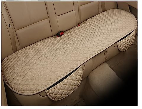 Fundas Asientos Coche Cojín de la cubierta del asiento del automóvil Cubierta del asiento trasero trasero delantero universal Protector transpirable de la silla del automóvil。(Beige,1xRear Seat Covers