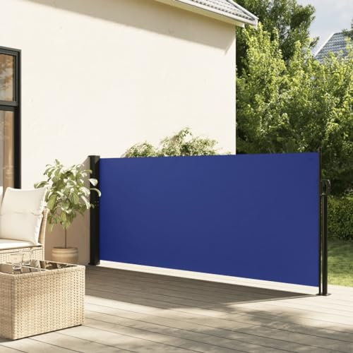 qohoio Seitenmarkise Ausziehbar Balkon Sonnenschutz Balkon Markise Sichtschutz Garten Blau 140x300 cm