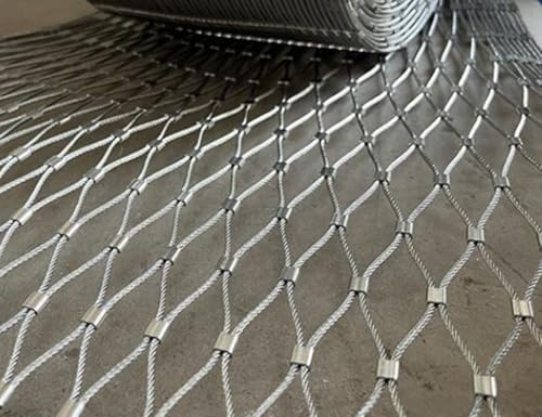 HEFJIAYCIQ Red De Cuerda Flexible De Acero Inoxidable, Jardín Granja Decorativo Cable Barandilla Valla Rollo, Red De Protección Contra Caídas Trenzada,Silver 1.2mm,1.5x3m