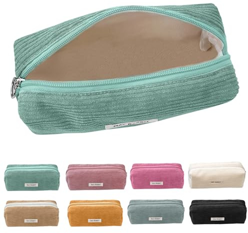 Pencil Case, Estuche de Lápices, Estuche de Pana, Estuche Escolar 1 Compartimento, Estuche para Lápices de Gran Capacidad, Portátil Multifuncional Estuche,para Niñas,Niños,Estudiantes (Verde hierba)