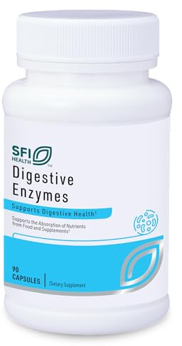 Klaire Labs SFI Health Digestive Enzymes - Gut Health Supplements with Amylase, Protease, Lactase, Cellulase & Lipase Enzymes for Digestion - Supports Occasional Bloating & Gas (90 Capsules)
