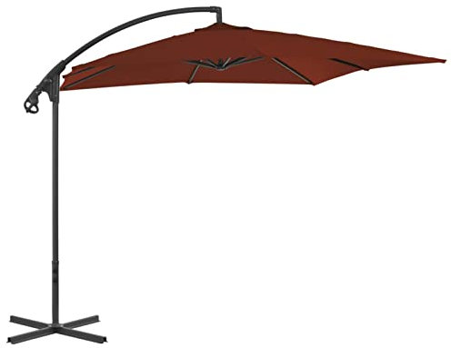 ShGaxin Sombrilla voladiza con poste, Parasol Exterior Jardin, Sombrilla Jardin, Para Sol De Playa, de acero terracota 250x250 cm
