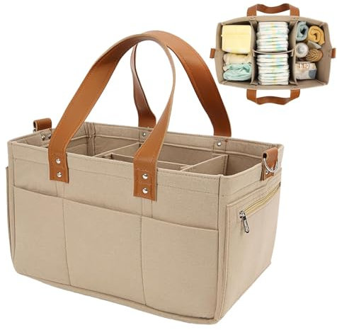 Befeixue Baby Windel Caddy | Windeltaschen Organizer Aus Filz | Tragbarer Windel Aufbewahrungstasche | Windel Caddy Organisator | Babywindel Handtasche Mit Fächern | Faltbare Kinderzimmer Filztasche