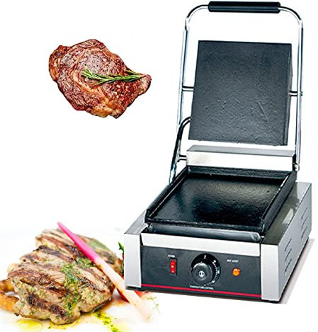 Plancha eléctrica grande con placa de cocción caliente, parrilla para barbacoa de encimera ajustable de acero inoxidable comercial, plancha antiadherente resistente para restaurante para barbacoa en
