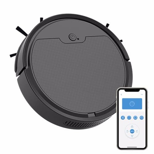 Robot Aspirador Y Fregasuelos, 3 En 1 Inteligente Control De APP Robot Barredora Superfino Con 1800pa De Potencia De Succión Barredora Para Alfombras De Pelo De Mascota Y Pisos Duros,Black-1 PACK