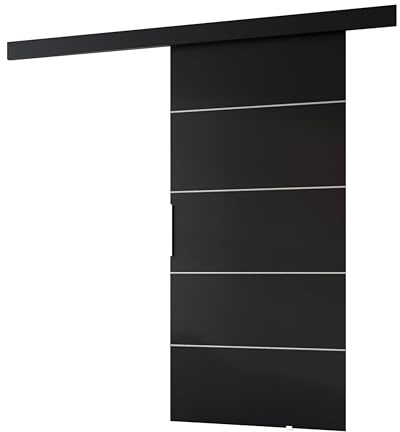 MINIO go for it - Schiebetür Komplettset CLEAN B Schiebetüren 76 cm Breit | Wandmontage, Schiebetürsystem, Zimmertüren - Schwarz