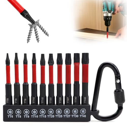 Bitsatz für Akkuschrauber Torx Bit Set Lang Magnetische 65mm Bitset 10 Stück S2 Stahl Schraubendreher Bit Satz 1/4 Sechskantschaft Schwarz Phosphid Schlagschrauber Bits