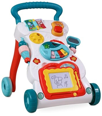 Mobiclinic®, Lauflernwagen, mit Musik und Lichtern, Einstellbare Geschwindigkeit, Herausnehmbare Spielzeuge, Master, + 6 Monate, Pädagogisches Aktivitätszentrum, Stabil und Sicher, Mehrfarbig