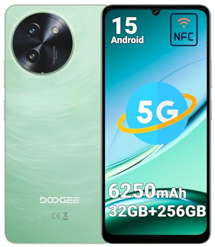 DOOGEE Note59 Pro Smartphone 5G senza contratto – Batteria 6250mAh, 256GB ROM, 32GB RAM, Android 15, Dual SIM, NFC, Display 6.75” 120Hz, Face ID, Sblocco con impronta digitale