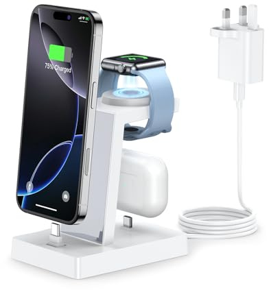 ADADPU 3 in 1 Charger Stand for Apple Watch, 30W Power Adapter Included | 3 in 1 Charging Station for iphone 17 16 15 Series, Apple Multi Charger for USB C Port Earbuds, Not for Samsung Watch