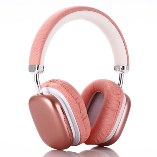 BT1635 Trådlösa Bluetooth-hörlurar, Over-Ear-design, vadderade komfortkuddar, lång batteritid på 40 timmar, svett- och fläckbeständig, justerbart pannband, klassisk design, färgglad färg (rosa)